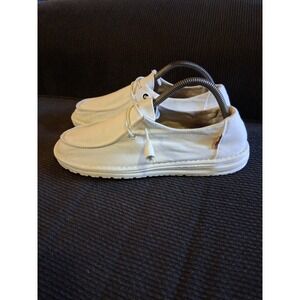 Hey Dude Shoes Womens 10 Wendy Chambray White Slip On Cowgirl Classic